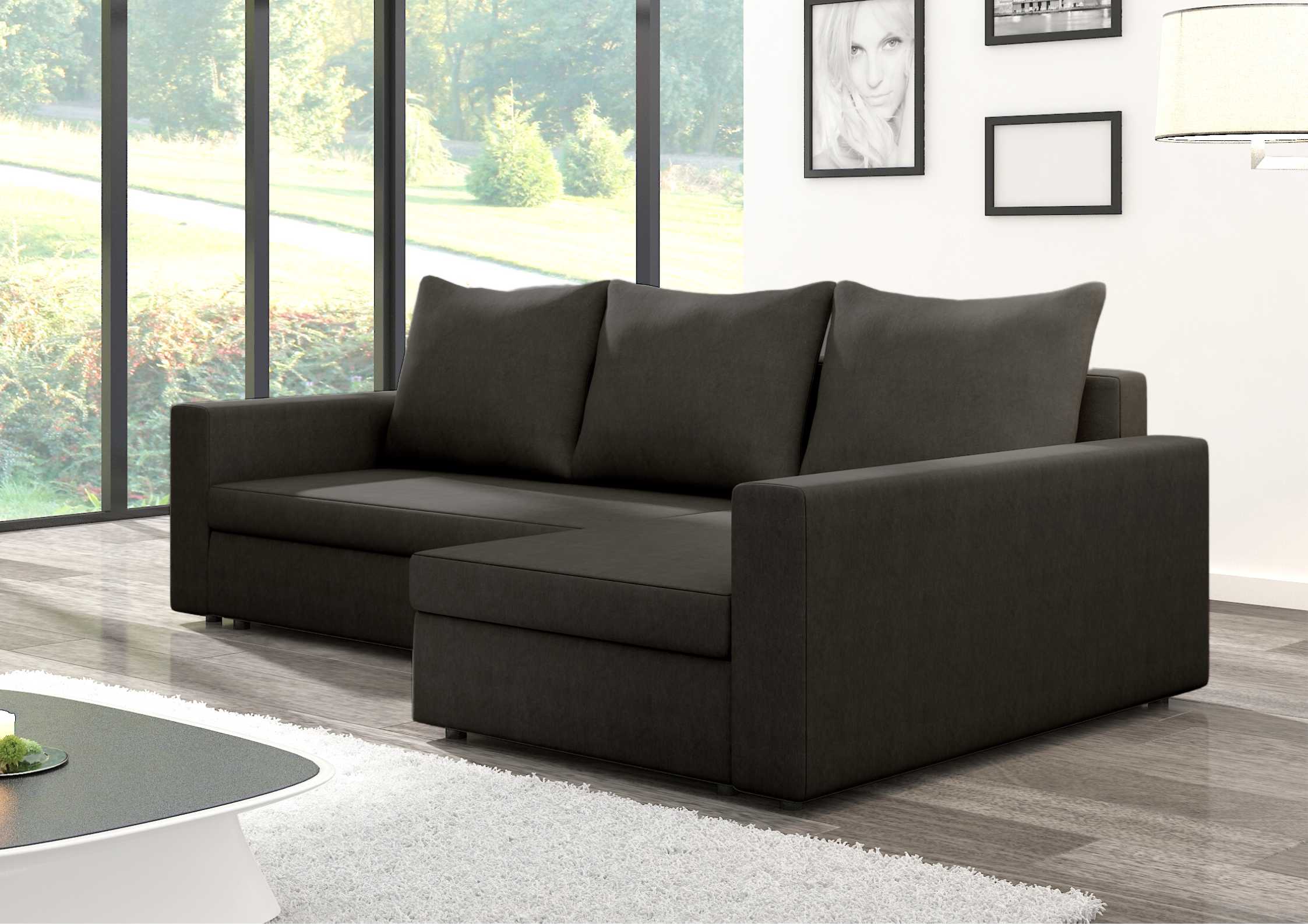 Klasyczny czarny narożnik rozkładany